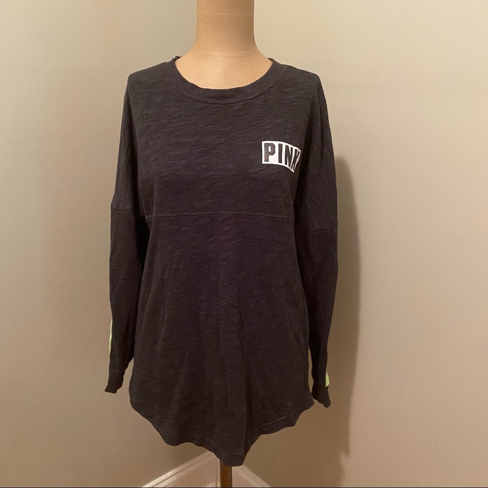 PINK GRAY/NEON YELLOW PULL OVER LONG SLEEVE TOP